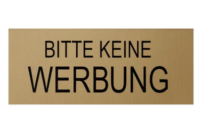 Produktbild von MEISTER Aluhinweisschild 60x25mm Bitte keine Werbung Gold
