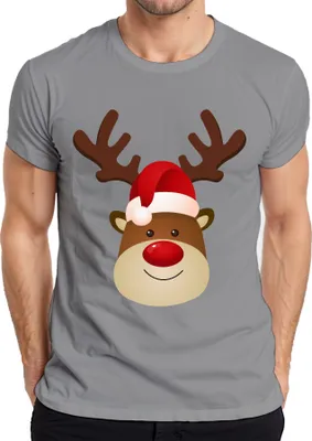 Produktbild von Rentier Rudolf süßes Weihnachtsmotiv - Weihnachten Weihnachtsgeschenk Christmas Herren T-Shirt, Grau, XL