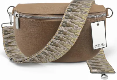 Produktbild von ARTVALL - Umhängetasche aus Leder, Klein mit verstellbarem Schultergurt, abnehmbares Taschenband, Crossbody Bag in Hellbraun