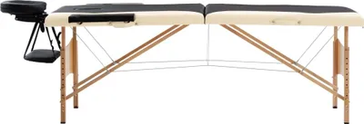 Immagine prodotto di Lettino Massaggio Pieghevole a 2 Sezioni Legno Nero e Beige
