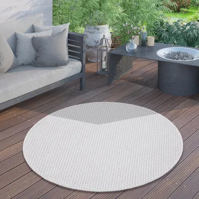 Image de In & Outdoor Tapis Tissu plat uni moderne résistant aux intempéries pour terrasse cuisine Motif uni Taille 80 cm Rond