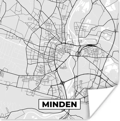 Produktbild von MuchoWow® Poster Minden - Karte - Stadtplan - Deutschland - Karte 50x50 cm - Wohnzimmerdekoration