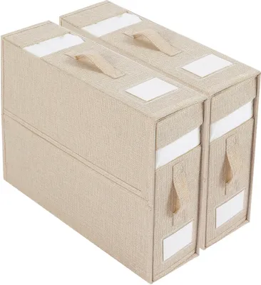 Produktbild von STILVORA Aufbewahrungsbox 2er-Set für Bettwäsche, Stoffboxen, 4-teiliges n-Set, Kleiderschrank Organizer, Decken- und Bettbezug-Aufbewahrung, Beige