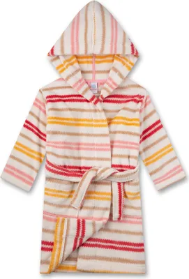 Produktbild von Sanetta Mädchen Bademantel - Bademode, Baumwolle, Kapuze, Tasche, Streifen Weiß/Rosa/Rot/Gelb 164