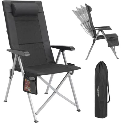 Produktbild von Klappbarer Campingstuhl mit 3D-Mesh-Polsterung – leichter Outdoor-Stuhl für Strand, Picknick und Garten