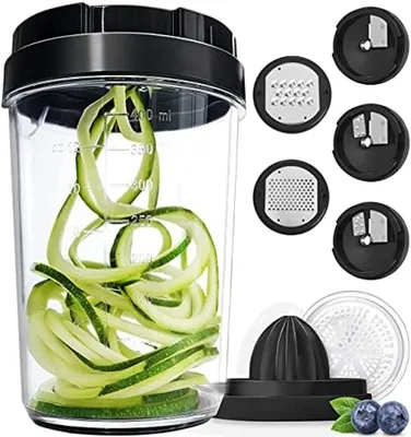 Productafbeelding van PromoHome® Multifunctionele keuken snijmachine – 8-in-1: mandoline, spiraalsnijder, groentesnijder met opvangbak, vaatwasmachinebestendig
