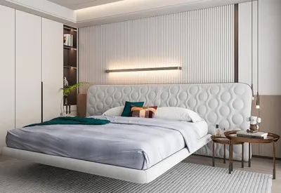 Produktbild von Modernes Weiße Polsterbett Schlafzimmer Doppelbett Textilbetten