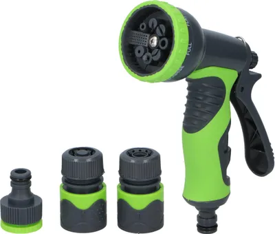 Produktbild von Set Sprühpistole 8 Funktionen Adapter Wasserhahn 1/2" und Gartenschlauch #529