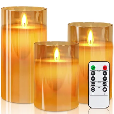 Immagine prodotto di Candele a LED con funzione timer, effetto fiamma tremolante, altezza 10/12,5/15 cm