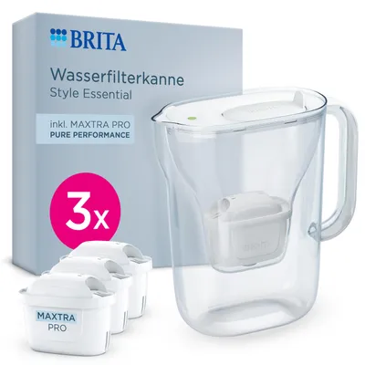 Produktbild von BRITA Wasserfilter Kanne Style Essential weiß inkl. 3x BRITA MAXTRA PRO