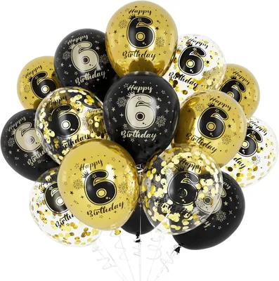 Zdjęcie produktu dla Balony, 15 sztuk, 12 cali, czarne z złotymi konfetti, idealne na urodziny dziecka