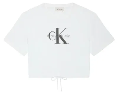 Immagine prodotto di T-shirt  Del Marchio Calvin Klein Del Modello Lv047g288g Ss Monologo Cropped Bianco