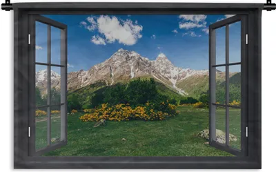 Produktbild von MuchoWow® Wandteppich Wandbehang Aussicht - Natur - Berge 120x80 cm Tapisserie Dekoration Wandtuch - Wanddekorationen - Wandtücher
