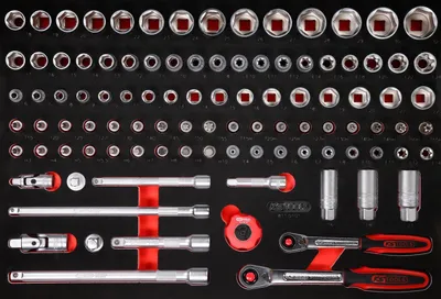 Produktbild von KS TOOLS 811.0101 3/8'' + 1/2'' Steckschlüssel-Satz in Schaumstoffeinlage, 101-tlg