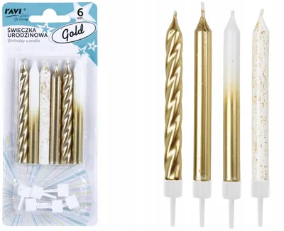 Immagine prodotto di Candele per torta di compleanno oro 6pz