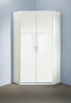 Produktbild von Eckkleiderschrank >Clack< in HOCHGLANZ LACK WEISS - 95x198x95cm (BxHxT)