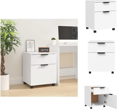 Obrázek produktu pro vidaXL Mobilní kartotéka s kolečky Bílá 45x38x54 cm Materiál na bázi dřeva - Kartotéky