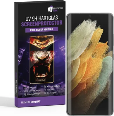 Produktbild von 1x 9H Hartglas für Samsung Galaxy S21 Ultra FULL CURVED UV Liquid Schutzglas Panzerfolie Displayschutz Schutzfolie Displayglas Panzerglas Tempered Glasfolie Sicherheitsglas Echtglas