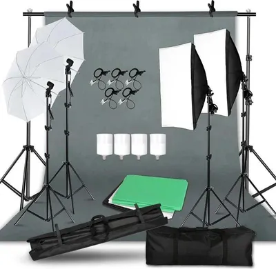 Immagine prodotto di Set di illuminazione fotografica, treppiedi regolabili, sfondi versatili, kit per studio fotografico 53