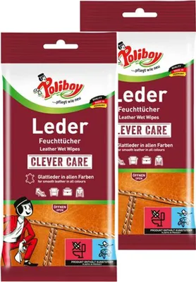 Produktbild von Poliboy Reinigungstücher Leder Pflege 2er Set - Inhalt 40 Stück, Reinigung Pflege