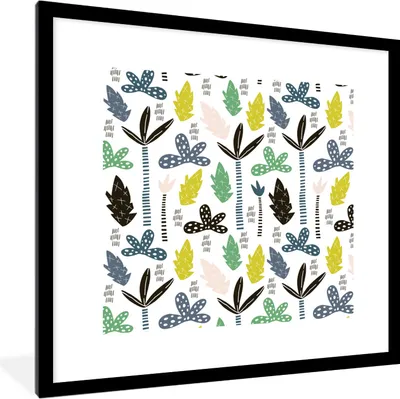 Produktbild von MuchoWow® MuchoWow® Gerahmtes Poster Dschungel - Muster - Abstrakt 40x40 cm - Poster mit zchwarzem Bilderrahmen - Poster - Plakat im Rahmen