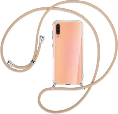 Produktbild von Handykette Backcover-Schutzhülle mit Band (Metall silberfarben) für Samsung Galaxy A50 - beige
