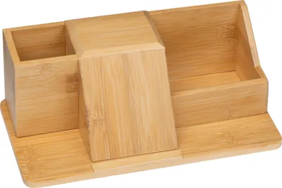 Produktbild von Deskorganizer mit Induktionsladestation / Schreibtischorganizer / aus Bambus