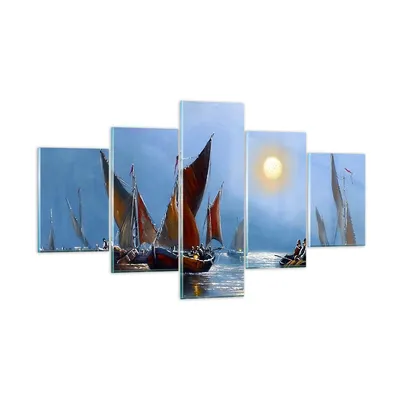 Produktbild von Bilder auf glas - Boote Sonne Fischer Angeln - 125x70cm - Glasbilder - Wandbilder - Kunstdruck - zum Aufhängen bereit - Wanddekoration aus Glas - Glas Bilder - Wandbild auf Glas - GEA125x70-2957