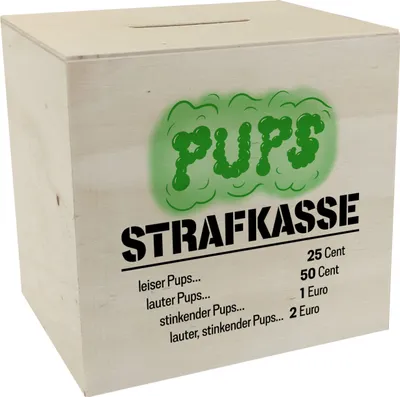 Produktbild von Spardose aus Holz für Familien mit lustigem Spruch - Pups Strafkasse