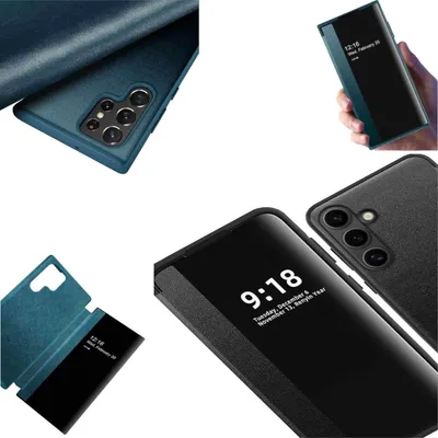 Immagine prodotto di Per Samsung Galaxy S24 Plus Specchio di vista Telefono cellulare Smart Cover Wake UP Funzione Custodia Nero