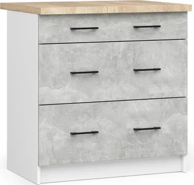 Produktbild von Küchenschrank mit Schubladen 80 cm VERMINA - weiß / Beton