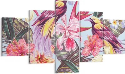 Produktbild von Bild auf Leinwand - Leinwandbild - Blume Vogel Sommer - 125x70cm - Wand Bild - Wanddeko - Leinwanddruck - Bilder - Kunstdruck - Wanddekoration - Leinwand bilder - Wandkunst - EA125x70-3485