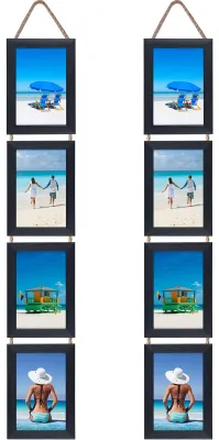 Produktbild von Fotolisten 6x4 Zoll, schwarz, 2 Stück, mit Aufhängetau, vertikal, für Fotos