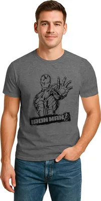 Produktbild von Marvel T-Shirt für Männer – Iron Man Herren Oberteil Shirt kurzärmlig Hemd Grau L