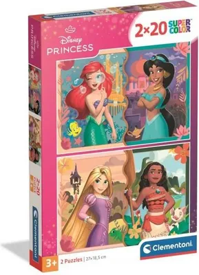 Produktbild von Puzzle, Clementoni Disney Prinzessin, 2 x 20 Teile, 27 x 18 cm, Ab 3 Jahren