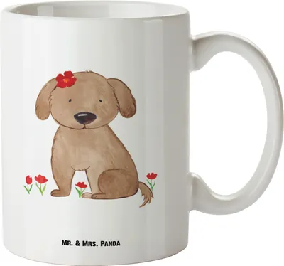 Produktbild von Mr. & Mrs. Panda weisse tasse Hund Dame - Weiß - Geschenk, Flauschig, Liebenswert, jumbotasse, Sprüche, Keramiktasse, Niedlich, Liebe, Pott, Henkeltasse, Hunde, Große