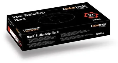 Produktbild von Industrade® unisex Einmalhandschuhe Nitril® StellarGrip Black schwarz Größe S 50 St.
