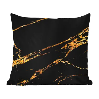 Produktbild von MuchoWow® Outdoor Kissen - Marmor - Gold - Schwarz - Muster - 60x60 cm - Wetterfest - Lounge Kissen - Dekoration - Schlaf Kissen