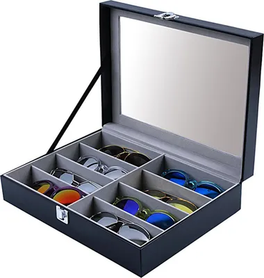 Produktbild von OKWISH Brillenbox Brillenkoffer Brillenorganizer für 8 Brillen Aufbewahrung, Aufbewahrungsbox, Aufbewahrungsbox für Brillen ,Grau