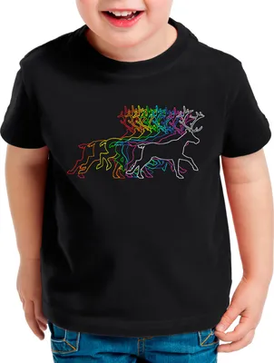 Produktbild von style3 Rainbow Reindeer Kinder T-Shirt xmas weihnachten weihnachtspullover pulli ugly sweater strick
