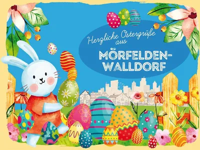 Produktbild von vianmo Holzschild 30x40 cm Ostern Ostergrüße MÖRFELDEN-WALLDORF