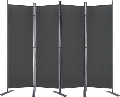 Produktbild von YARDIN Paravent Trennwand 225 x 180 cm Stoff Raumteiler 4 Teilig Balkon Sichtschutz Klappbar Freistehend Stellwand Faltbar Garten Büros Dunkelgrau