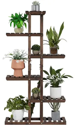 Image de Étagère à plantes à 6 niveaux, en bois , idéale pour balcon et jardin