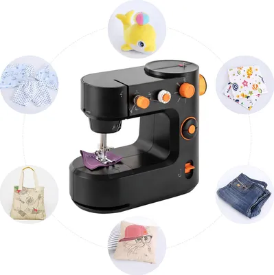 Image de Machine à coudre électrique Machine à coudre domestique Super-utilisation Point de couture bras libre Mini-machine à coudre domestique (Noir)