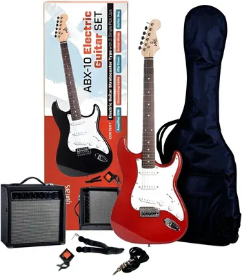 Produktbild von Gitarren-Set 20 SET elektrische Stratocaster-Gitarre Rot mit Combo-Verstärker und Zubehör