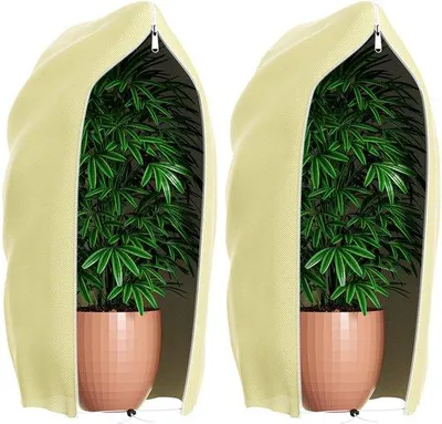Produktbild von Unyqoos® Winterschutzhülle für Pflanzen – Vliesstoff 120 x 180 cm, mit Reißverschluss und Kordelzug, wiederverwendbar, biologisch abbaubar