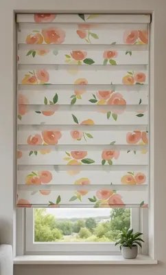 Produktbild von Doppelrollo Klemmfix Ohne Bohren Duo Rollo 100 x 150cm Blumen Motiv Seitenzug Kette