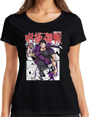 Zdjęcie produktu dla 呪術廻戦 Curse Sword Manga Gloomy Anime Aesthetics Fan Gift Ladies T-Shirt, Czarny, M