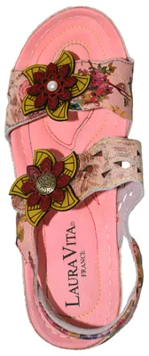 Produktbild von Laura Vita Damen Sandalette Klettverschluss Keilabsatz Jacdiso 08, Größe:41 EU, Farbe:Rosa