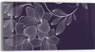 Produktbild von DEQORI Glasbild Echtglas 60x30 cm 'Elegante Liliengrafik' Wandbild Bild modern Deko